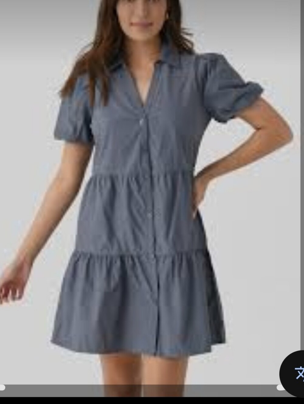 Brochu Walker Slate Blue Short Sleeve Tiered Mini Dress